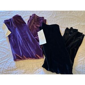 Vintage Affluence Dancewear Velvet Cropped Leggings Set Black Purple Adult dance